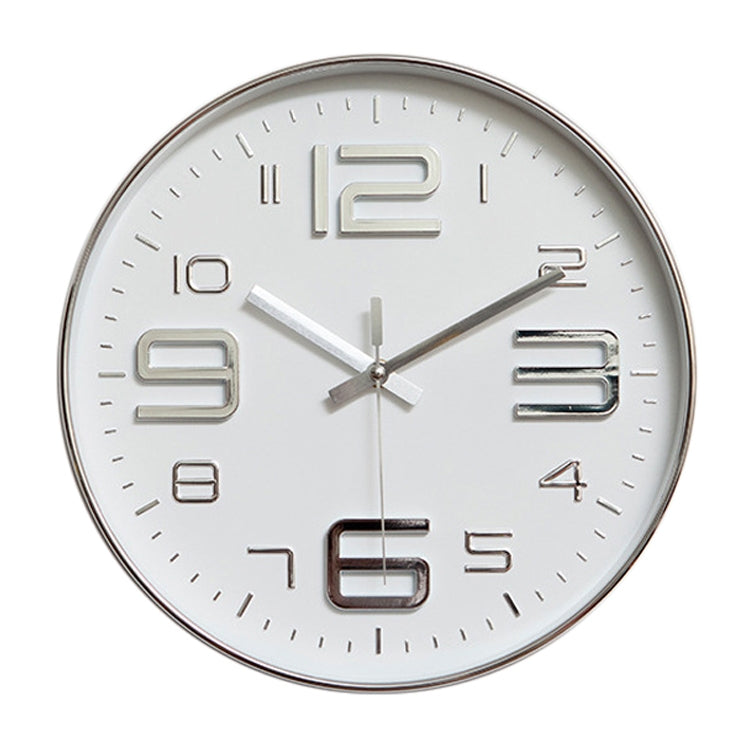12 inch Creative Decorative Round Shape Living Room Simple Modern Quartz Wall Clock Silver