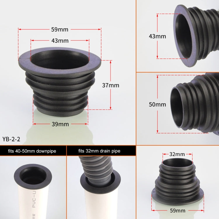 3 PCS Sewer Lengthen Odor-resistant Silicone Joint Kitchen Plumbing Sewer Drain Sealing Plug, Random Color Delivery, Sewer Lengthen Silicone Joint