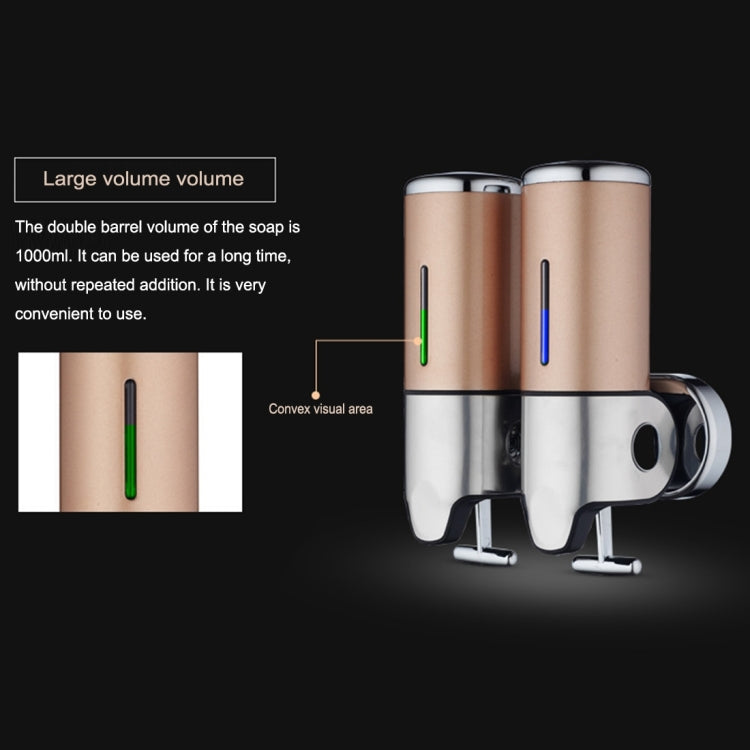 Dual Hotel Shower Manual Dispenser Wall Mounted Washing Liquid Shampoo Soap Bottle, Capacity: 1000ml, 1000ml/Silver, 1000ml/Black, 1000ml/Gold, 1000ml/Transparent, 1000ml/White, 1000ml/Dark Red