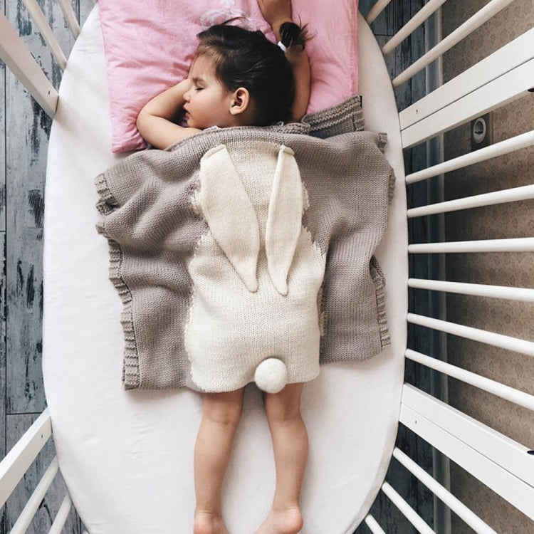 Rabbit Pattern Stereoscopic Ears Baby Knitted Blanket, Rabbit Pattern
