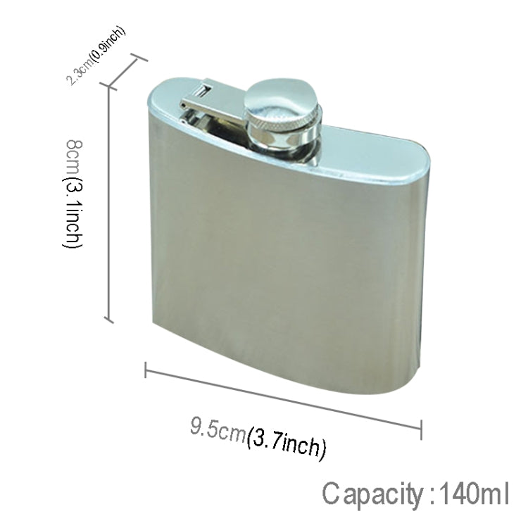 140mL (5oz) Outdoor Sports Handy Home Travel Wild Stainless Steel Portable Hip Flask(with Small Funnel)(Silver 140mL (5oz)), 140mL (5oz)