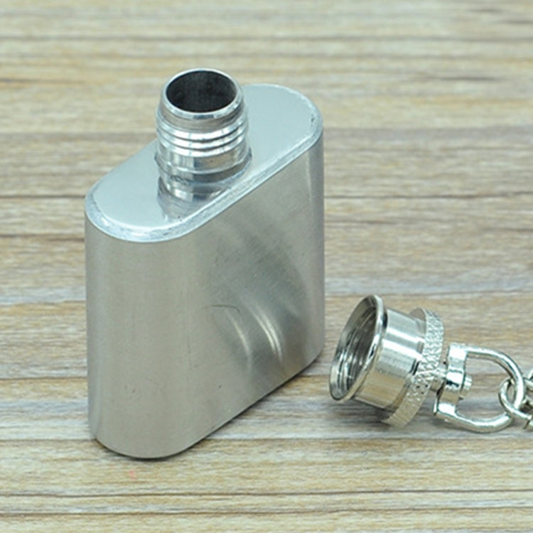 28mL(1oz)Cute Mini Portable Wine Jug Handy Stainless Steel Hip Flask with a Key Chain(Silver), 28mL(1oz)