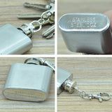 28mL(1oz)Cute Mini Portable Wine Jug Handy Stainless Steel Hip Flask with a Key Chain(Silver), 28mL(1oz)