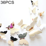36 PCS Home Decoration Originality PC 3D Mirror Surface Butterfly Wall Paste, Butterfly Wall Paste 2 Butterfly Wall Paste 2