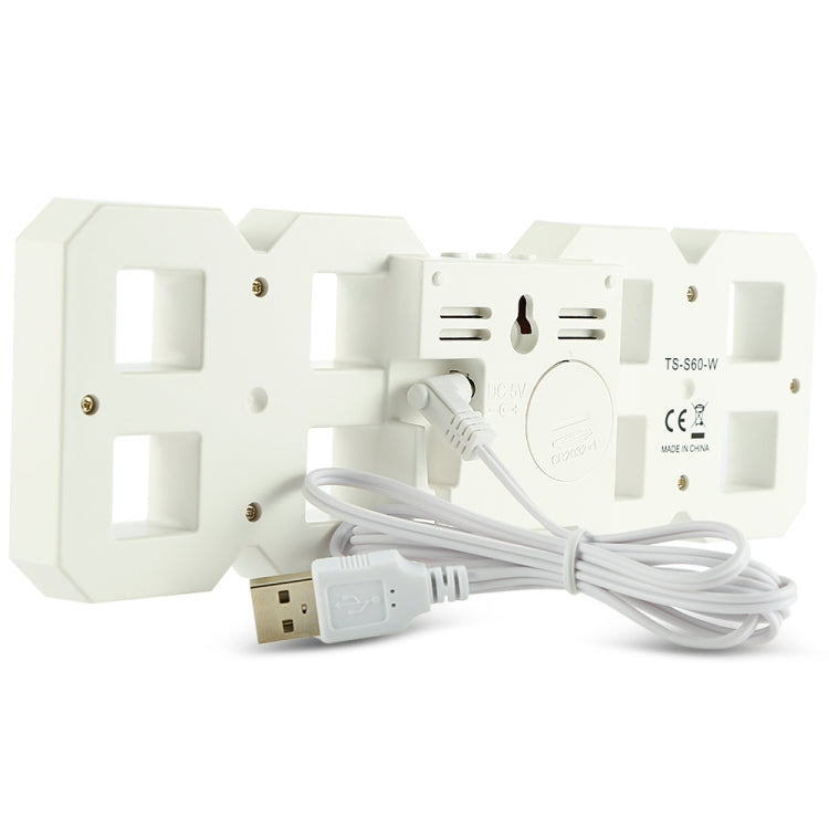 Multi-Function Large 3D LED Digital Wall Alarm Clock with Snooze Function, 12/24 Hours Display for Home, Kitchen, Office, DC 5V, CE Certificated, White Body Green Characters, White Body Blue Characters, White Body Red Characters                        ...