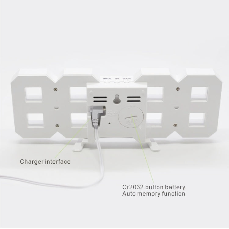 Multi-Function Large 3D LED Digital Wall Alarm Clock with Snooze Function, 12/24 Hours Display for Home, Kitchen, Office, DC 5V, CE Certificated, White Body Green Characters, White Body Blue Characters, White Body Red Characters                        ...