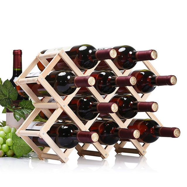 10 Bottles Racks Foldable Wine Stand Wooden Wine Holder Kitchen Bar Display Shelf, 10 Bottles 10 Bottles Wood