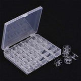 Transparent Plastic Bobbin Sewing Machine Spool Bobbin Box with 25 Bobbins Default Title