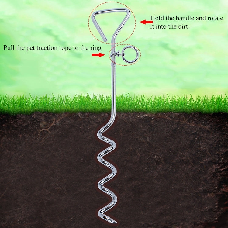 Stainless Steel Dog Spiral Tie Out 360 Degree Rotation Anti Wrap Fixed Pile Outdoor Camping Stake, Size:42cm*8mm, Size:42cm*8mm