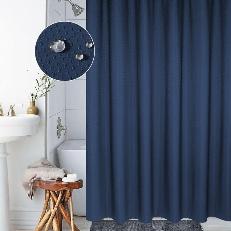 Thickening Waterproof And Mildew Curtain Honeycomb Texture Polyester Cloth Shower Curtain Bathroom Curtains,Size:200*200cm, Size:200*200cm Size:200*200cm Dark Blue