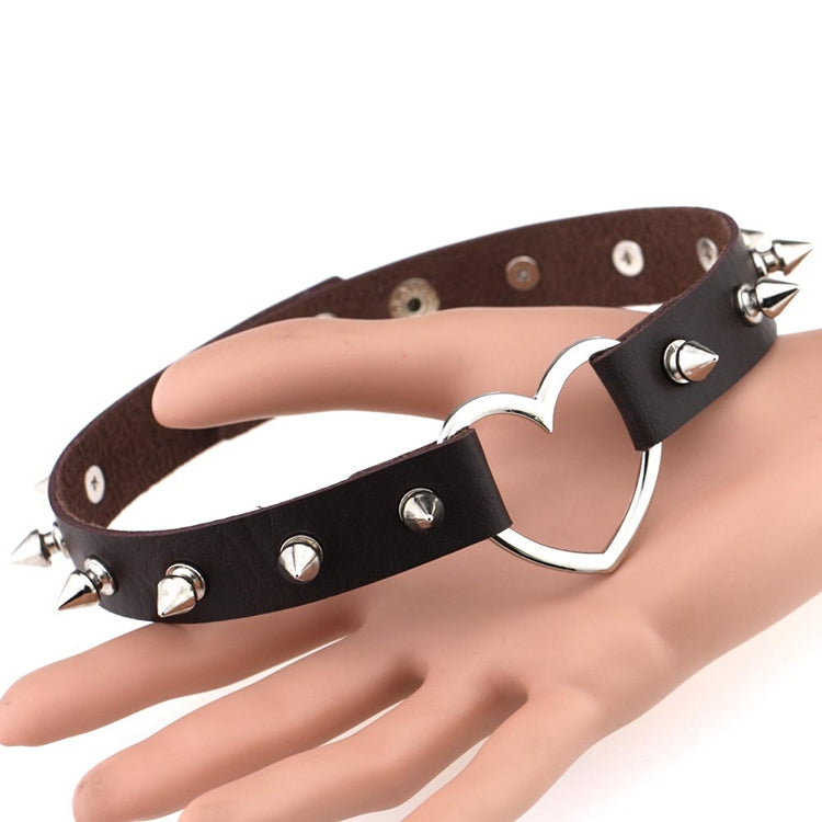 Punk Style Fashion Heart Shape Leather Rivet Necklace Collar, Random Color Delivery, TXXQ04 - Zen Craft