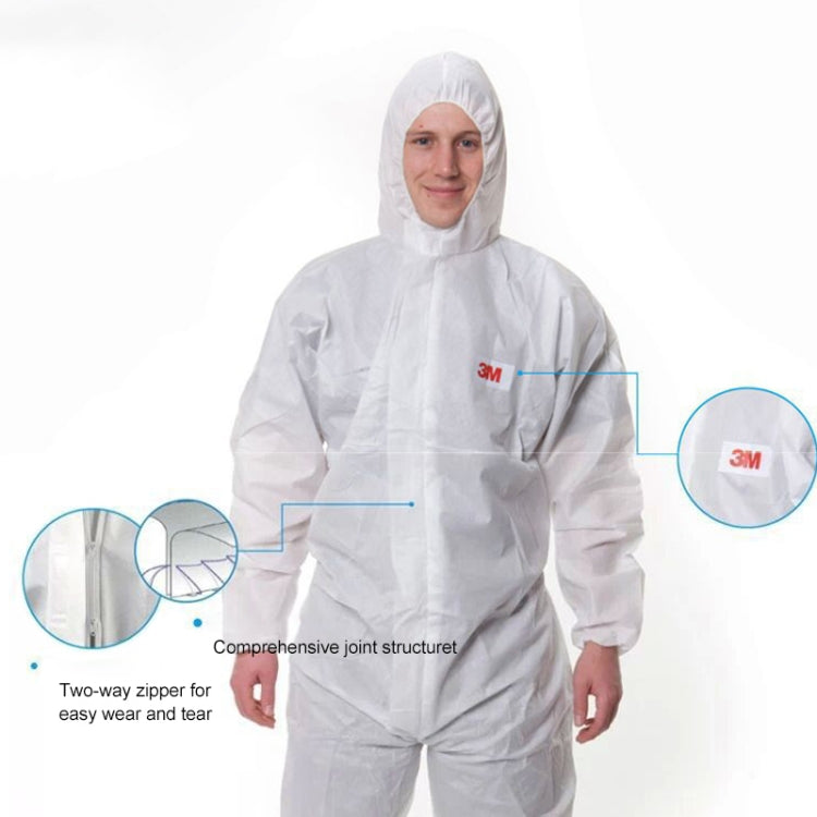 3M 4515 One-piece White Anti-static Anti-chemical Dustproof Sandblasting Suit with Cap, Size: L, 3M L