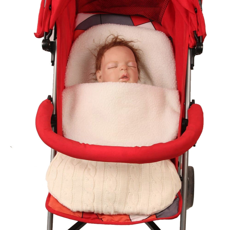 Thick Baby Swaddle Wrap Knit Envelope Sleeping Bag Newborn Infant Warm Bands Indoor Infant Stroller Sleeping Bag White
