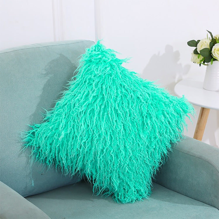 Velvet Long Plush Pillow Cover Popular Square Furry Cover Home Bed Room Decoration Pillowcase, Size: 45 x 45cm Green
