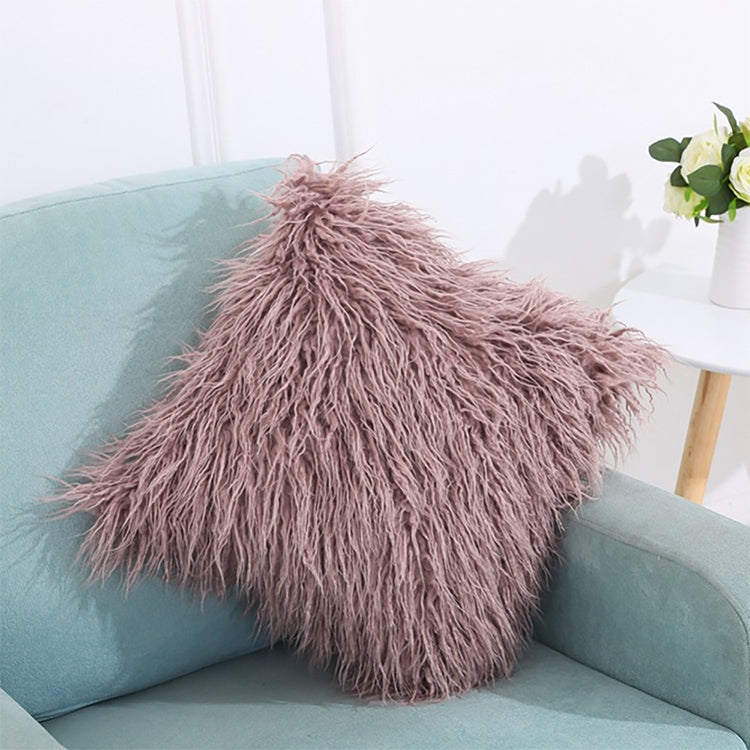 Velvet Long Plush Pillow Cover Popular Square Furry Cover Home Bed Room Decoration Pillowcase, Size: 45 x 45cm Purple