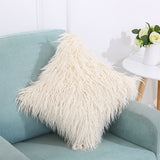 Velvet Long Plush Pillow Cover Popular Square Furry Cover Home Bed Room Decoration Pillowcase, Size: 45 x 45cm Beige