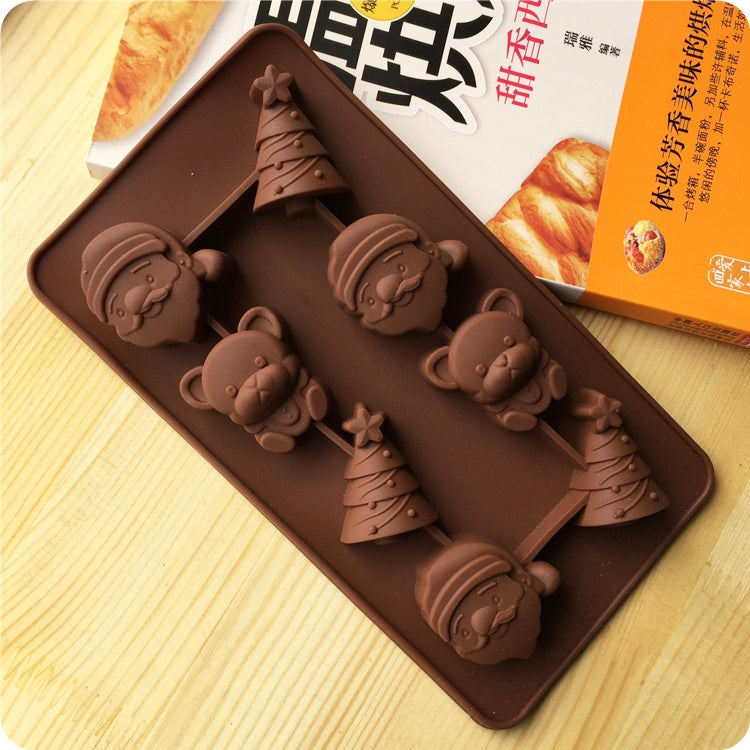 2 PCS Christmas Tree Santa Claus Chocolate Dessert Pastry Kitchen Baking Silicone Ice Lattice Mold, Santa Claus Santa Claus