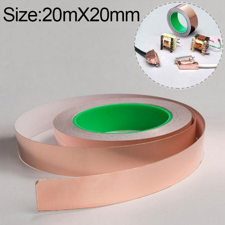 Pure Copper Double-sided Conductive Copper Foil Tape Signal Masking Tape, Size: 20m x 20mm, Size: 20m x 20mm