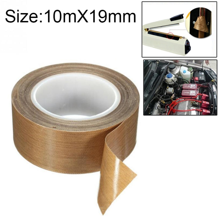 Teflon High Temperature Resistant Cloth Tape Sealing Machine Heat Insulation Tape, Size: 10m x 19mm, Size: 10m x 19mm Size: 10m x 19mm