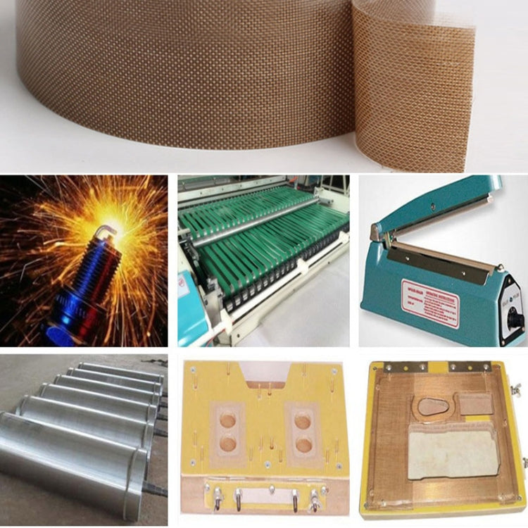 Teflon High Temperature Resistant Cloth Tape Sealing Machine Heat Insulation Tape, Size: 10m x 25mm, Size: 10m x 25mm