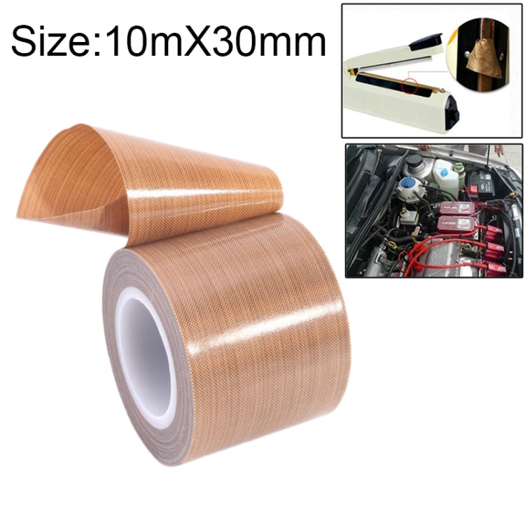 Teflon High Temperature Resistant Cloth Tape Sealing Machine Heat Insulation Tape, Size: 10m x 30mm, Size: 10m x 30mm Size: 10m x 30mm
