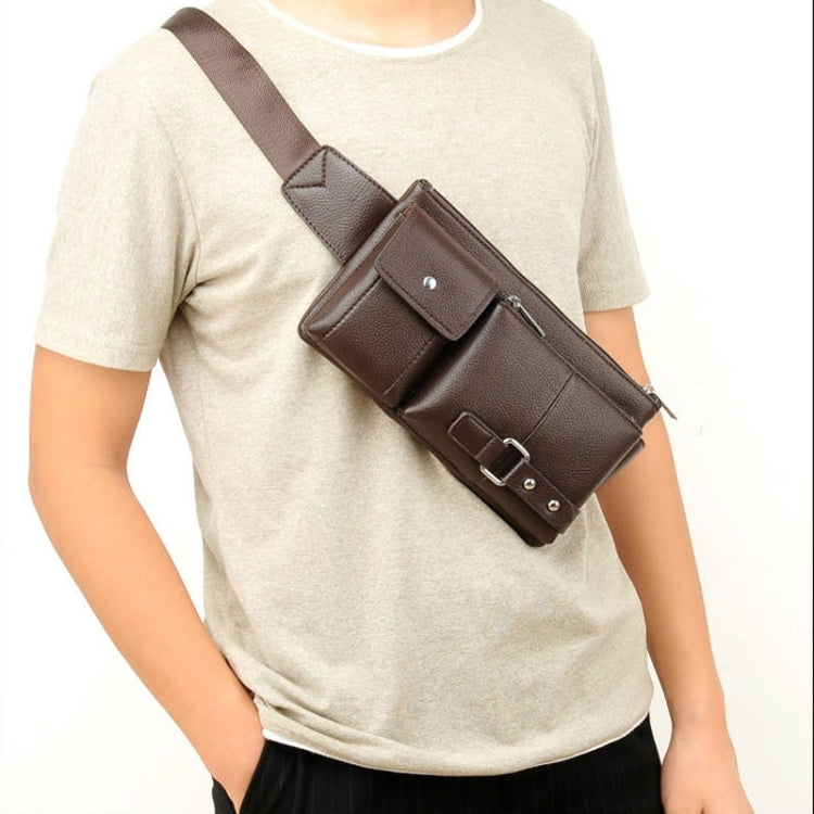 Universal Outdoor Men Shoulder Messenger Bags Retro Men Waist Bag, Size: S (24.5cm x 13cm x 1cm) Brown
