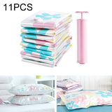 11 PCS Space Saving Sunflowers Pattern Vacuum Storage Bag, Thinken Quilts Clothing Vacuum Seal Storage Bag with a Hand Pump, Including: 3 PCS 80*100 cm，2 PCS 60*80 cm, 3 PCS 50*70 cm, 2 PCS 40*60 cm, 11 PCS Storage Bag 11 PCS Storage Bag