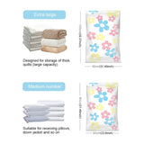 11 PCS Space Saving Sunflowers Pattern Vacuum Storage Bag, Thinken Quilts Clothing Vacuum Seal Storage Bag with a Hand Pump, Including: 3 PCS 80*100 cm，2 PCS 60*80 cm, 3 PCS 50*70 cm, 2 PCS 40*60 cm, 11 PCS Storage Bag