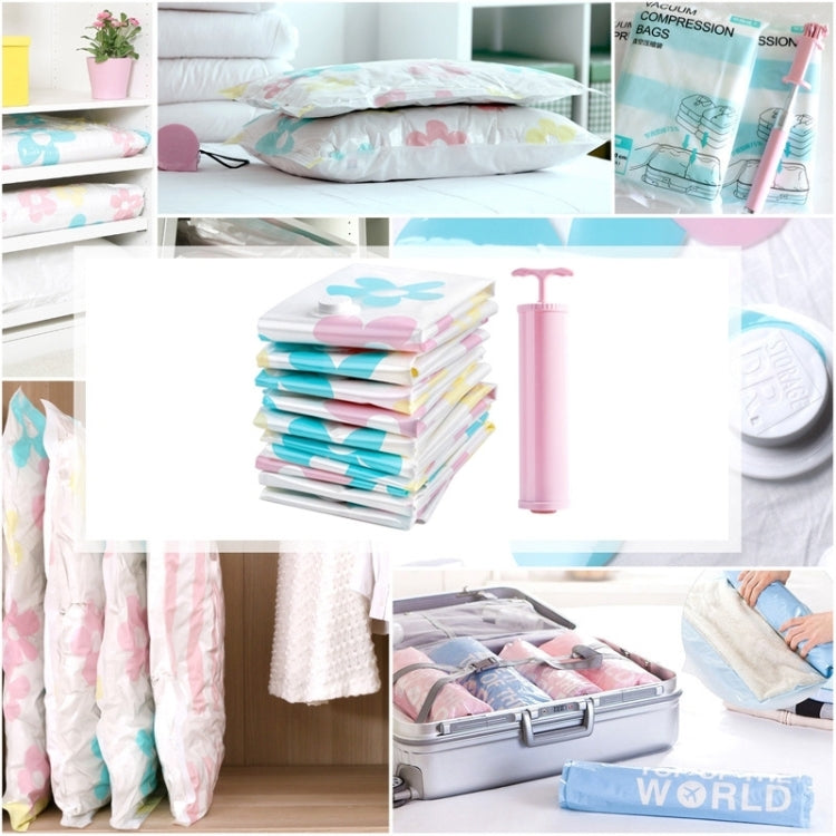 11 PCS Space Saving Sunflowers Pattern Vacuum Storage Bag, Thinken Quilts Clothing Vacuum Seal Storage Bag with a Hand Pump, Including: 3 PCS 80*100 cm，2 PCS 60*80 cm, 3 PCS 50*70 cm, 2 PCS 40*60 cm, 11 PCS Storage Bag