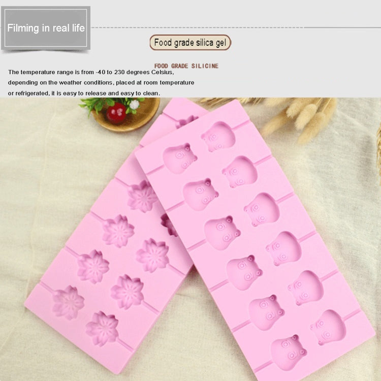 12-Capacity DIY Silicone Chocolate Molds(Lollipop Shape), Cow Shape, Lollipop Shape, Cherry Blossoms Shape