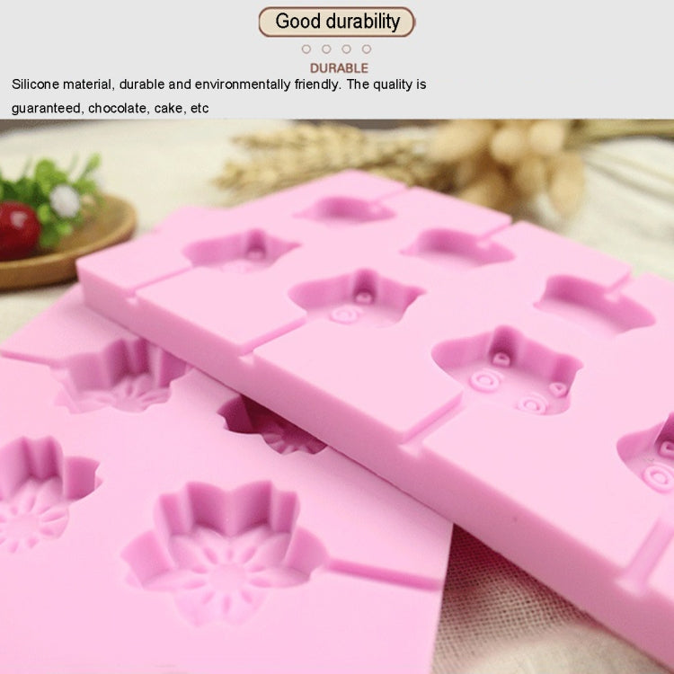 12-Capacity DIY Silicone Chocolate Molds(Lollipop Shape), Cow Shape, Lollipop Shape, Cherry Blossoms Shape
