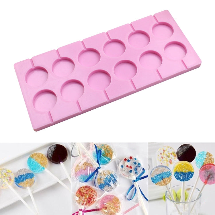 12-Capacity DIY Silicone Chocolate Molds(Lollipop Shape), Cow Shape, Lollipop Shape, Cherry Blossoms Shape Lollipop Shape HC3149C