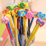 10pcs Creative Stationery Cartoon Animals Series Wooden HB Pencil with Eraser Children Pencils For Kids School Office Supply, Random Color Delivery, HB Pencil with Eraser HB Pencil with Eraser