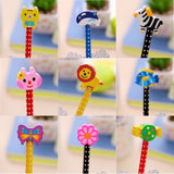10pcs Creative Stationery Cartoon Animals Series Wooden HB Pencil with Eraser Children Pencils For Kids School Office Supply, Random Color Delivery, HB Pencil with Eraser