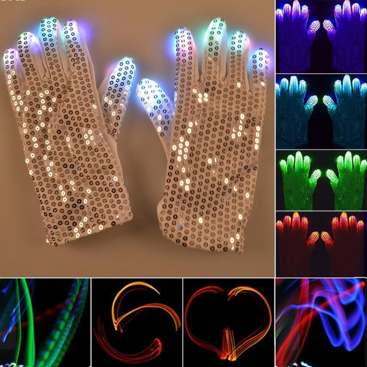 1 Pair Sequins Glowing Gloves LED Flash Gloves Dance and Party Supplies Halloween, Christmas and Other Festival Supplies, Sequins Glowing Gloves Sequins Glowing Gloves