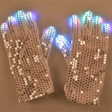 1 Pair Sequins Glowing Gloves LED Flash Gloves Dance and Party Supplies Halloween, Christmas and Other Festival Supplies, Sequins Glowing Gloves