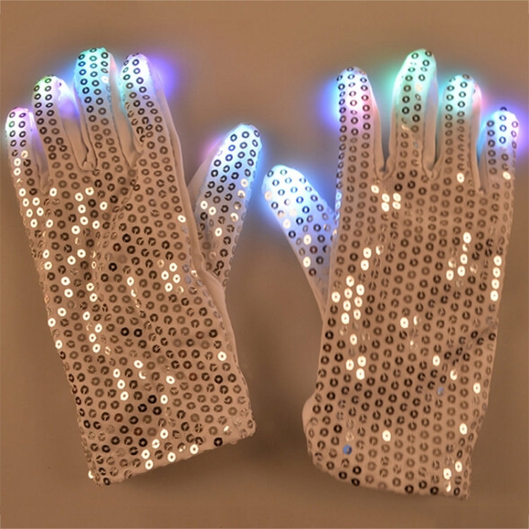 1 Pair Sequins Glowing Gloves LED Flash Gloves Dance and Party Supplies Halloween, Christmas and Other Festival Supplies, Sequins Glowing Gloves