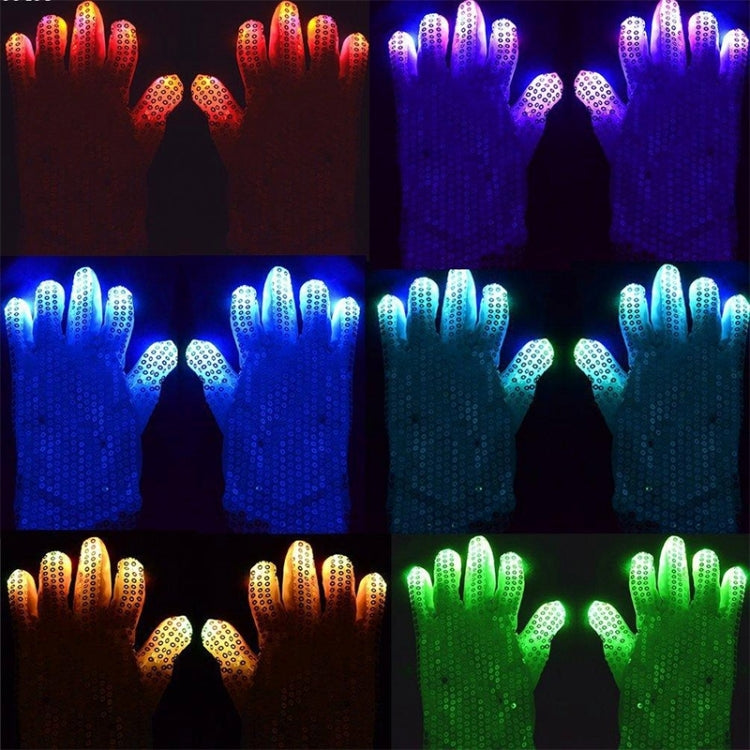 1 Pair Sequins Glowing Gloves LED Flash Gloves Dance and Party Supplies Halloween, Christmas and Other Festival Supplies, Sequins Glowing Gloves
