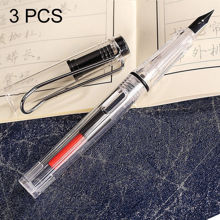 3 PCS School Office Extra Fine Titanium Alloy Nib Transparent Piston Fountain Pen(Black), Random Delivery(0.5mm/0.38mm Nib), HC3328B, HC3328E, HC3328F, HC3328G, HC3328L, HC3328LG, HC3328P, HC3328R, HC3328TE, HC3328TG, HC3328TH, HC3328TL, HC3328TT      ... HC3328TW