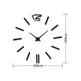 39 inch Bedroom Home Office Decoration Modern Frameless Large DIY 3D Mirror Wall Sticker Mute Clock, MH101 (Black), M001 (Gold), M001 (Silver)