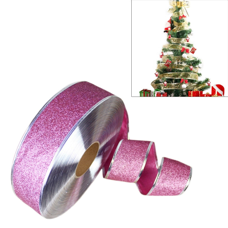 2m Christmas Party Decoration Glitter Powder Christmas Tree Decoration Ribbon Pink