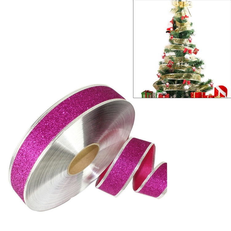 2m Christmas Party Decoration Glitter Powder Christmas Tree Decoration Ribbon Magenta