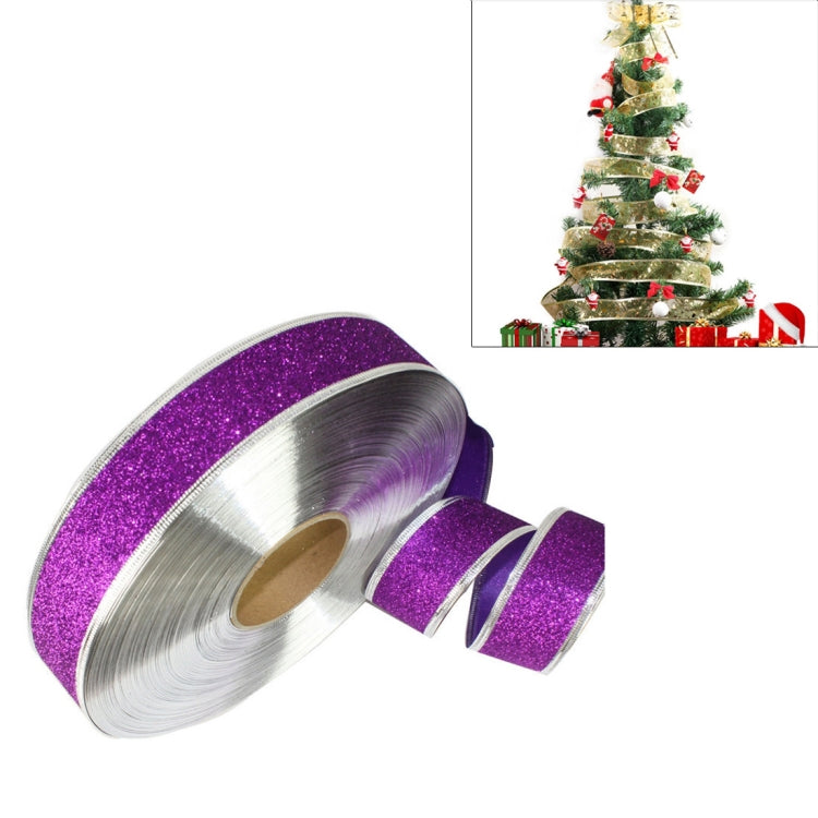 2m Christmas Party Decoration Glitter Powder Christmas Tree Decoration Ribbon Purple