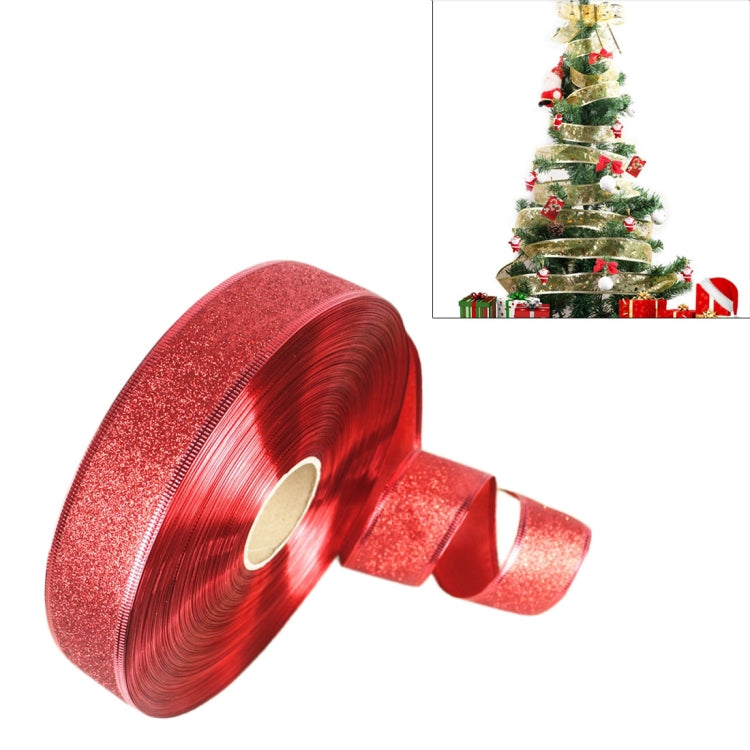 2m Christmas Party Decoration Glitter Powder Christmas Tree Decoration Ribbon Red