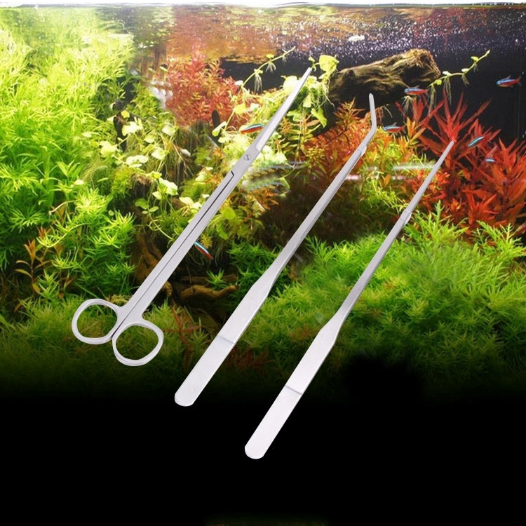 3 in 1 Stainless Steel Scissors, Tweezers and Clip, Tree Plant Grass Miniatures Aquarium Fish Tank Landscape Trim Tools, 3 PCS 3 PCS