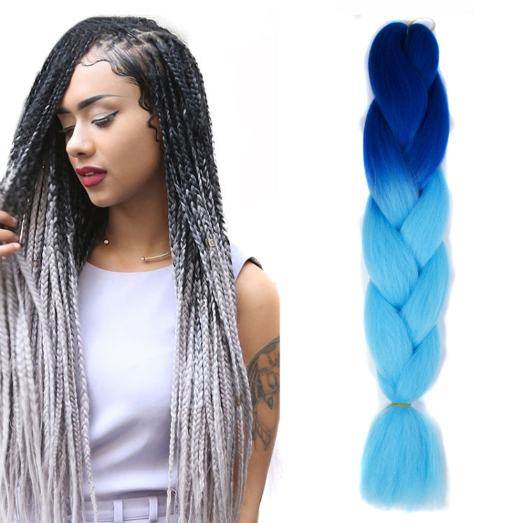 Fashion Color Gradient Individual Braid Wigs Chemical Fiber Big Braids, Length: 60cm(18Navy Blue+Sky Blue), 01, 02, 03, 06, 08, 15, 16, 17, 18, 26, 27, 28, 29, 54, 59