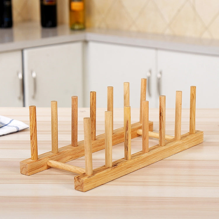 Solid Wood Dish Drip Rack Plate Holder, Size: 30x12x10cm, 6 Grid