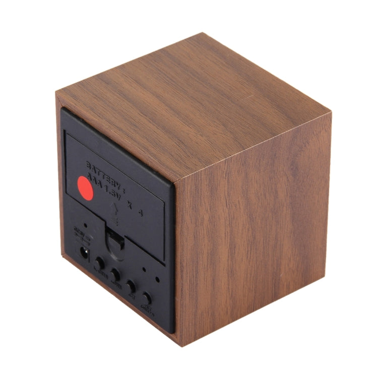 Wood Clock Desk Table LED Digital Display Alarm Clock with Time & Date & Temperature Display, Wood Clock