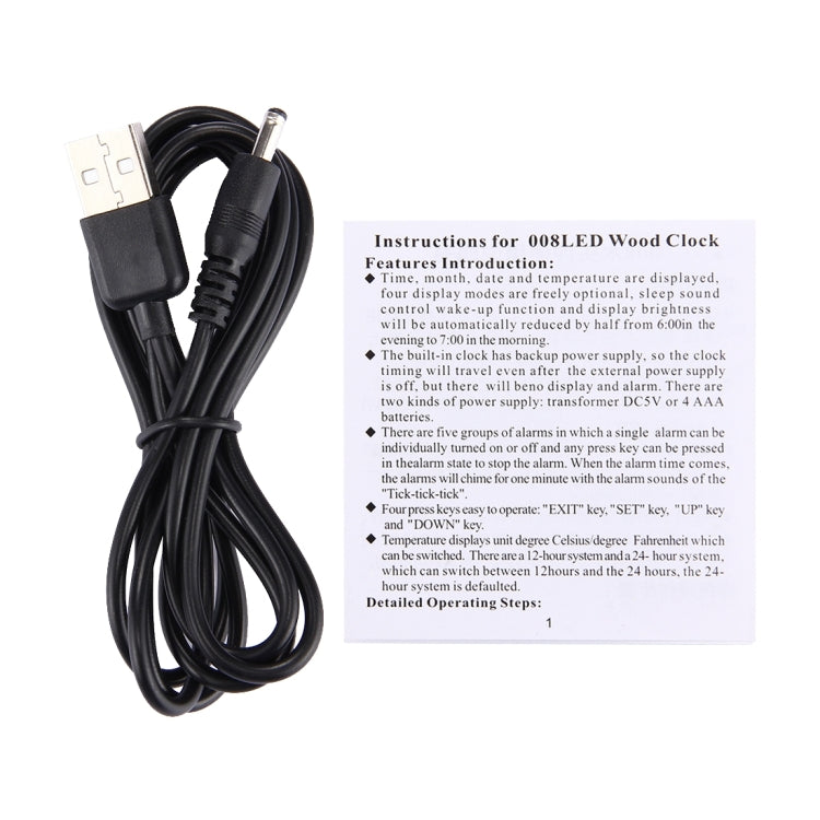 Wood Clock Desk Table LED Digital Display Alarm Clock with Time & Date & Temperature Display, Wood Clock