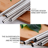 5pcs Reusable Stainless Steel Bent Drinking Straw + Cleaner Brush Set Kit, 215*6mm, 215*6mm (Bent)